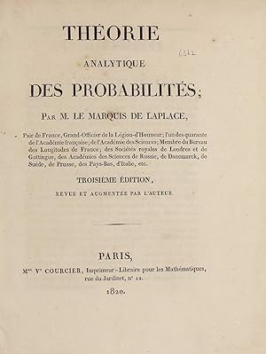 Theorie analytique des probabilités. Troisième édition, revue et augmentée par l'auteur. [With:] ...