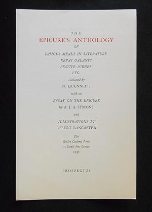 [Prospectus Only] The Epicure's Anthology; of Famous Meals in Literature, Repas Galants, Festive ...