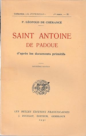 Seller image for Saint Antoine de Padoue d'aprs les documents primitifs for sale by Librairie l'Aspidistra