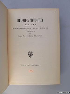 Bild des Verkufers fr Biblioteca mathematica italiana zum Verkauf von Librairie Alain Brieux