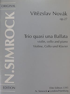 Immagine del venditore per NOVAK Vitezslav Trio quasi una Ballata Violon Violoncelle Piano venduto da partitions-anciennes