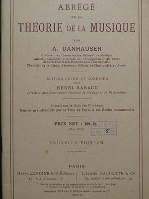 Seller image for DANHAUSER Adolphe Thorie de la Musique Abrg 1957 for sale by partitions-anciennes