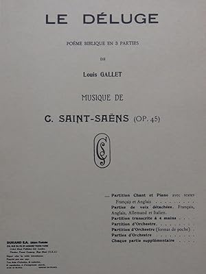 Bild des Verk�ufers f�r SAINT-SA�NS Camille Le D�luge Oratorio Chant Piano zum Verkauf von partitions-anciennes