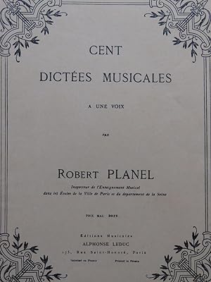 Imagen del vendedor de PLANEL Robert Cent Dictes Musicales  une voix 1968 a la venta por partitions-anciennes