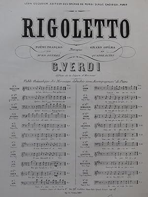 Immagine del venditore per VERDI Giuseppe Rigoletto No 9 Chanson Chant Piano ca1880 venduto da partitions-anciennes
