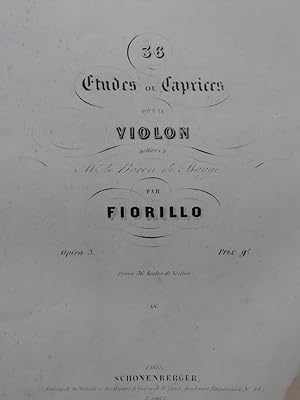 Imagen del vendedor de FIORILLO Federigo 36 Caprices op 3 Violon ca1845 a la venta por partitions-anciennes