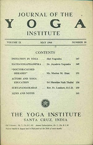 Journal of the YOGA Institute. Volume IX. No 10