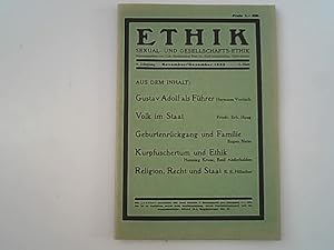 Bild des Verkufers fr Ethik : Sexual- und Gesellschafts-Ethik. 9. Jahrgang, November / Dezember 1932, 2 Heft. Aus dem Inhalt: Geburtenrckgang und Familie von Eugen Neter. zum Verkauf von Antiquariat Bookfarm