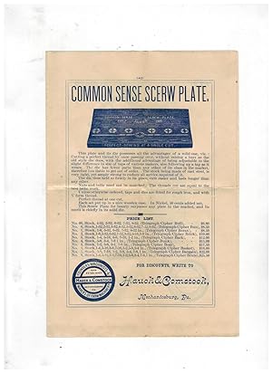 HAUCK & COMSTOCK COMMON SENSE SCREW PLATE (printer error: "Scerw Plate") ACME HAND BLOWER, TIRE B...