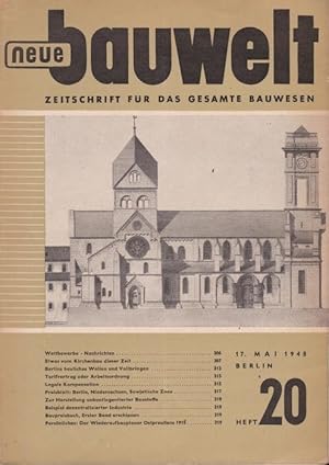 Bild des Verkufers fr Neue Bauwelt. Zeitschrift fr das gesamte Bauwesen. 17. Mai 1948, Heft 20 zum Verkauf von Graphem. Kunst- und Buchantiquariat