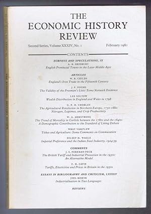 Imagen del vendedor de The Economic History Review. Second Series, Volume XXXIV (34), No. 1, February 1981 a la venta por Bailgate Books Ltd