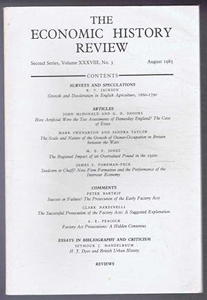 The Economic History Review. Second Series, Volume XXXVIII (38), No. 3, August 1985