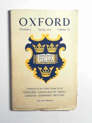 Bild des Verkufers fr Oxford, volume III, number 3, Spring 1937 zum Verkauf von Cotswold Internet Books