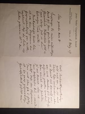 3 seitiger, eigenhändig beschriebener Brief von A. Supan, Gotha 5. März 1907. Mit gedrucktem Brie...
