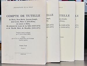 Seller image for COMPTE DE TUTELLE de Marie, Rose-Marie, Jacques-Joseph, Jean-Louis, Pierre et Jean-Remy, ses soeurs et frres, fils mineurs de Louis de La Salle (1625-1672) et de Nicolle Mot de Brouillet (1633-1671) - Cahiers Lasalliens, 28-31. Transcrit et annot et prsent par F. Lon de Marie AROZ. Prface de par le T.H.F. Charles-Henry Buttimer. for sale by Librairie Le Trait d'Union sarl.