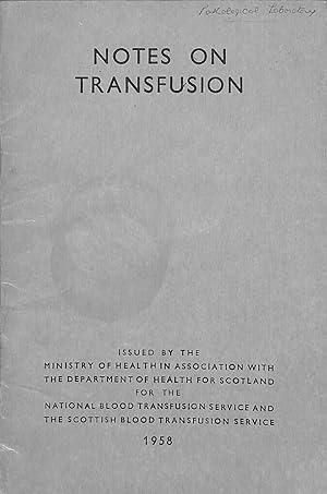 Imagen del vendedor de Notes On Transfusion a la venta por WeBuyBooks