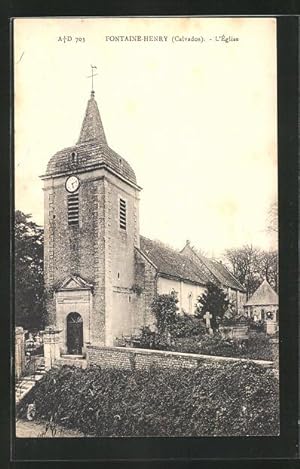 Carte postale Fontaine-Henry, L`Eglise