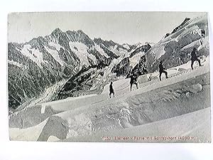 Eismeer, Partie mit Schreckhorn, Bergsteiger, Seilschaft, AK, gelaufen 1910