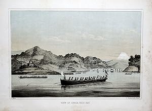 JAPAN VIEW OF URAGA TOKYO BAY Perry Expedition Antique Lithograph Print 1855