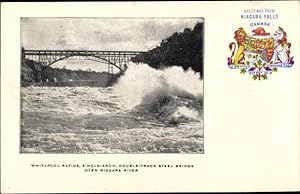 Bild des Verkufers fr Ansichtskarte / Postkarte Ontario Kanada, Whirlpool Rapids, single arch double track steel bridge, Niagara River zum Verkauf von akpool GmbH