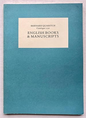 Seller image for Bernard Quaritch Catalogue 1150: English Books & Manuscripts for sale by George Ong Books