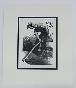 Scything (1936 Lithograph Print, Farming )