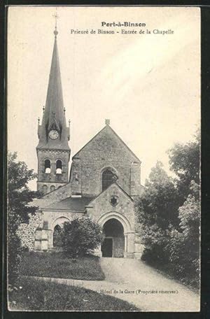 Carte postale Port-à-Binson, Entrée de la Chapelle, vue de l'Église