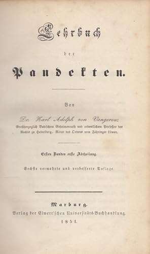 Bild des Verkufers fr Lehrbuch der Pandekten - 3 Bnde (in 4 Bchern) zum Verkauf von Versandantiquariat Nussbaum
