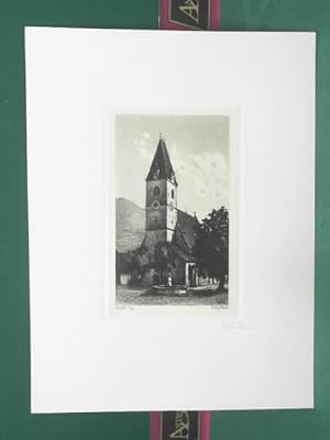 Bild des Verkufers fr Spitz an der Donau (Kirche) - original Radierung. zum Verkauf von Antiquariat Deinbacher