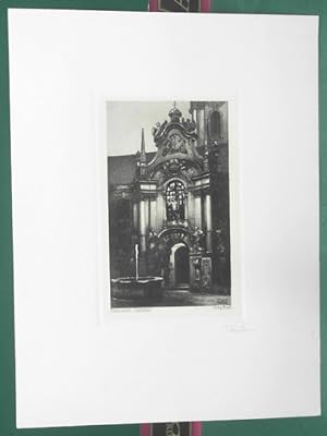 Bild des Verkufers fr Drnstein, Stiftshof - original Radierung. zum Verkauf von Antiquariat Deinbacher