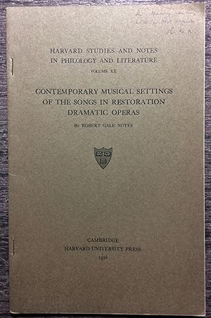 Imagen del vendedor de Contemporary musical settings of the songs in Restoration Dramatic Operas. a la venta por G.F. Wilkinson Books, member IOBA