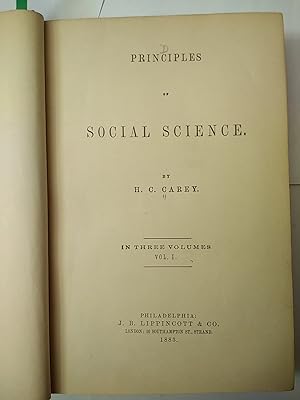 Imagen del vendedor de Principles of Social Science, Volume I ONLY a la venta por Early Republic Books