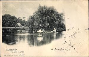 Bild des Verkufers fr Ansichtskarte / Postkarte Barcelona Katalonien, Parque, El Lago zum Verkauf von akpool GmbH