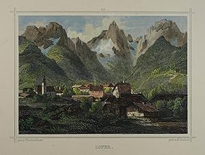 Lofer. Kolorierter Stahlstich v. Gunkel nach Obermüllner, Ravizza München um 1860, 8 x 11 cm