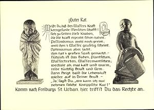 Ansichtskarte / Postkarte Freiburg im Breisgau, St. Urban Kneipp Kurhaus, Kneippsche Kur, Statuen