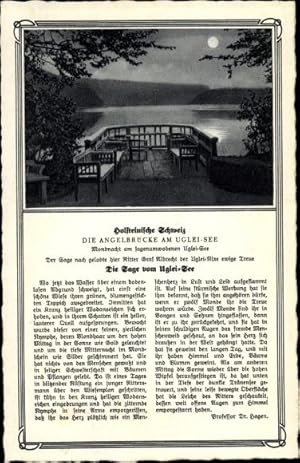 Bild des Verkufers fr Mondschein Ansichtskarte / Postkarte Eutin in Ostholstein, Angelbrcke am Ugleisee, Erzhlung v. Prof. Hagen zum Verkauf von akpool GmbH