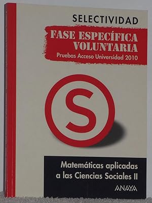 Imagen del vendedor de Matemticas aplicadas a las Ciencias Sociales II a la venta por Los libros del Abuelo