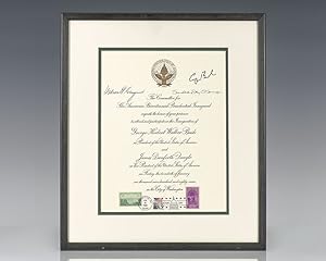 Seller image for President George Bush, Chief Justice William H. Rehnquist and Associate Justice Sandra Day O'Connor Signed 1989 Inaugural Invitation. for sale by Raptis Rare Books