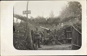 Foto Ansichtskarte / Postkarte Dt. Soldaten d. Batt. 18, Geschütz