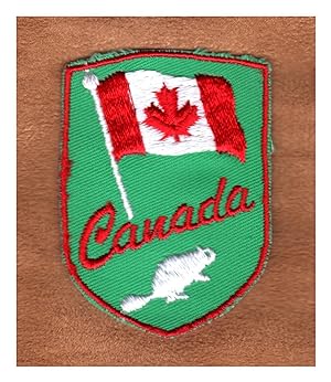 Vintage Canada Embroidered Souvenir Patch, Flag and Beaver, Escutcheon Shape. Lake Placid, circa ...
