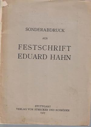 Bild des Verkufers fr Die Nation als Wirtschaftskrper, Sonderabdruck aus Festschrift Eduard Hahn, zum Verkauf von Antiquariat Kastanienhof