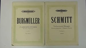 Image du vendeur pour Two Books of Exercises for the Beginner Pianist: 25 Easy Studies Op 100 by Burgmuller & Preparatory Exercises Op 16 by Schmitt. mis en vente par Goldstone Rare Books