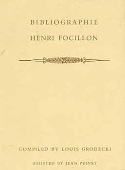 Image du vendeur pour Bibliographie Henri Focillon. mis en vente par Wittenborn Art Books