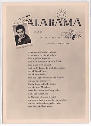 AK Liederkarte In Alabama, Bounce, Fred Frohberg, DDR, ungelaufen