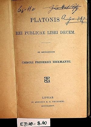 Plationis: REI PUBLICAE LIBRI DECEM. EX RECOGNITIONE Caroli Friderici Hermanni.