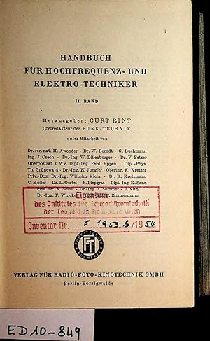 Handbuch für Hochfrequenz- und Elektro-Techniker. 2. Band