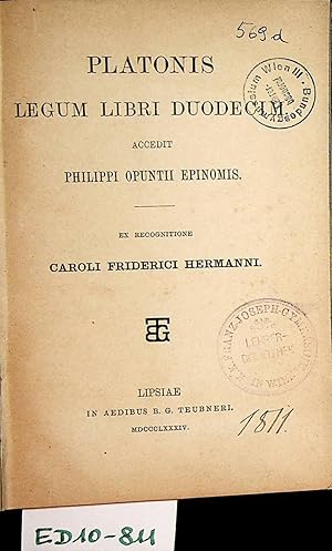 [Leges] Platonis legum libri duodecim Ex recognitione Caroli Friderici Hermanni