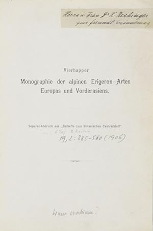 Bild des Verkufers fr Monographie der alpinen Erigeron-Arten Europas und Vorderasiens. zum Verkauf von Versandantiquariat Wolfgang Friebes