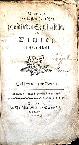 Sammlung der besten deutschen prosaischen Schriftsteller und Dichter - fünfter (5) Theil - Geller...