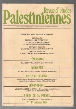Revue d'études palestiniennes n° 7 printemps 1983